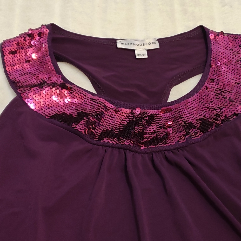 Warehouse One Sequined Halter Style Top with Racerback - Picture 3 of 10